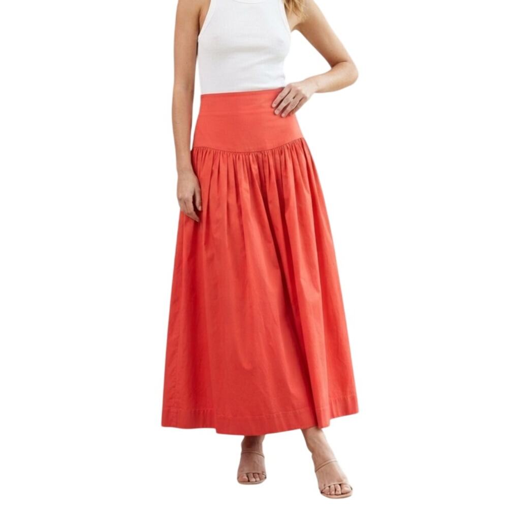 Alexis Red High Waist Gathered Casual A-Line Maxi Skirt Women's Size Small